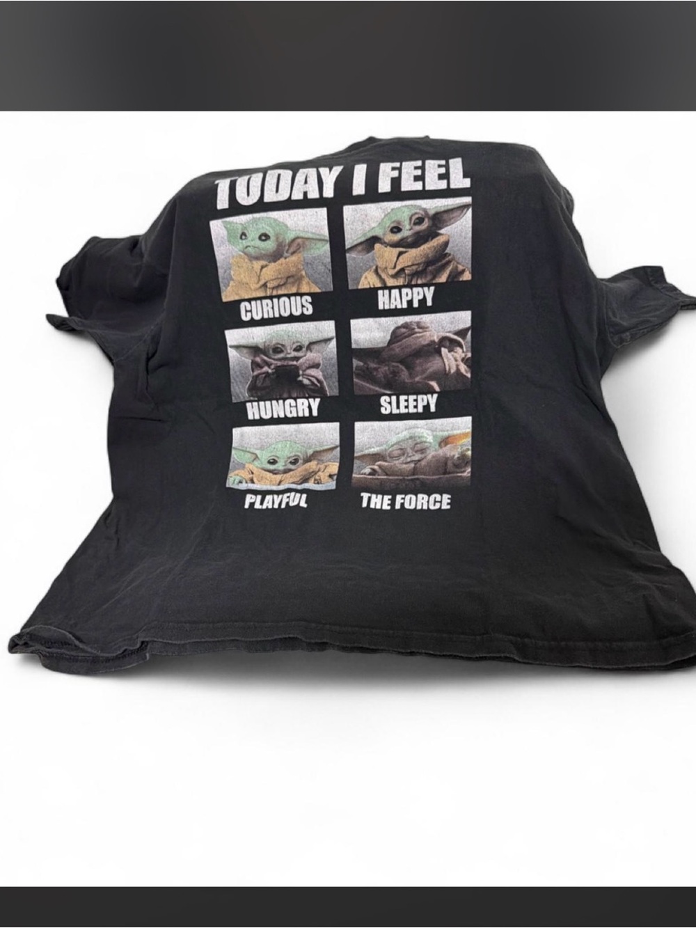 Black Baby Yoda 'Today I Feel' Graphic T-Shirt